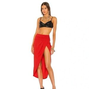 DUNDAS X REVOLVE Siouxsie Midi Skirt in Red High Slit Size S